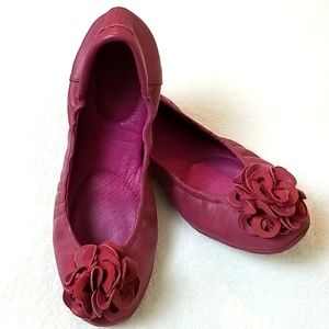 Cute Leather Flats in Hibiscus